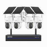 WBS400 - 4MP 8 Channel 4 Battery Cameras Outdoor Wireless NVR Security System, 2.4G & 5.8G Dual-Band WiFi, Motion Detection, Two-Way Audio, Battery & Solar Powered, 270° Pan & 90° Tilt, loud & Max. 256 GB Local Storage, Works with Alexa